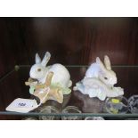 Two Lladro figurines - "Rabbit Eating", number 4772 (brown) and number 4733, both retired (2)