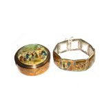 A story book bangle and a round box, hand painted