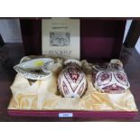 A Zsolnay porcelain hand decorated dressing table trio, limited issue number 242/250, in