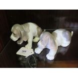 Lladro figurines - Beagle puppy sitting, number 1072, and Beagle puppy sleeping, number 1072, issued