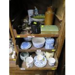 Various Wedgwood jasperware, other blue and white wares, two relief moulded plates and other
