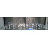 Set of six cut glass wine glasses, pairs of wines and various shot and liqueur glasses (26)