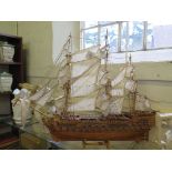 A scale model of the French fighting ship Le Superbe, 71 cm long