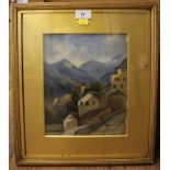 A.M. Elery Mountainous village scene oil on board signed and dated 1889 26 x 20.5 cm