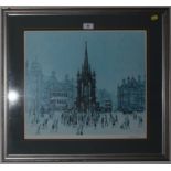 Arthur Delaney (1927 - 1987) A coloured print of Albert Square, Manchester signed in pencil in