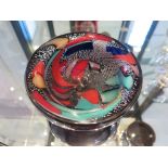 A Murano Dino Martens glass bowl in 'tutti frutti' style with latticino threads and silver mica