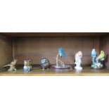 A collection of six various models of birds including County Artists pair of budgerigars, Border