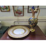 A gilded Coalport plate with retailers mark for 'The Hardy Hayes Company Pittsburg' together with
