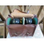 A set of four Crown Green bowls, in a carry case