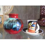 A Poole Pottery 'Gemstone' small bulbous shape vase, and a Rosenthal Studio Line Art Deco Cupola