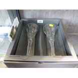 A pair of Waterford Crystal 'Health' Toasting flutes, 23.5 cm high, in original box with leaflets