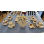 A Royal Albert Old Country Roses pattern coffee service, including six cups and saucers, coffee pot,