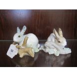 Two Lladro figurines - "Rabbit Eating", number 4772 (brown) and number 4733, both retired (2)