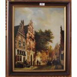 Jan Beekhout Street scene in Einkuizen oil on board Signed and inscribed on the reverse 48 x 39 cm