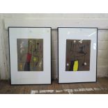 After Jean Miro A pair of abstracts reproductions after prints produced by Meaght in 1965