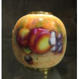 A Royal Worester small vase c1950 no.2491, hand painted decoration of peach and grapes, signed