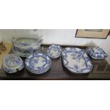 A Copeland Spode 'Landscape' pattern part dinner service, including meat plate, 44 cm wide, and a