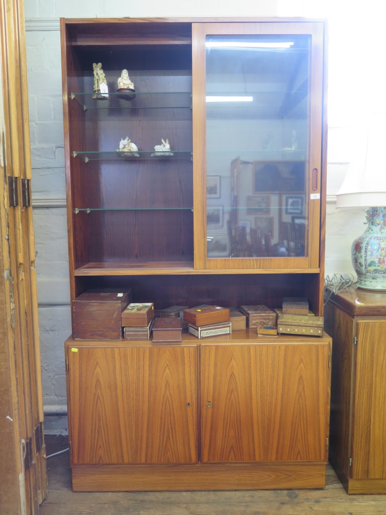 A Danish Skovby rosewood dining room suite, comprising a display cabinet, the twin sliding glazed - Image 2 of 2