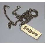 A 1 oz silver ingot on silver chain