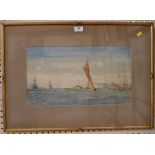 William Lionel Wyllie (1851 - 1931) View of the Harbour at Sheerness, Kent watercolour signed and
