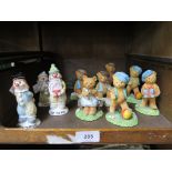 Seven Beswick Bear resin figures, and three Beswick 'Little Loveables' clown figures , with original