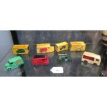 Dinky Toys: 454 Trojan Cydrax Van, 260 Royal Mail Van, 261 Telephone Service Van and cream 30 V