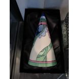 A Clarice Cliff by Midwinter (Wedgwood) conical sugar sifter, Rudyard pattern, in presentation box