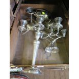 A collection of silver plate to include candelabra, a child's bowl and mug, a pig money box and