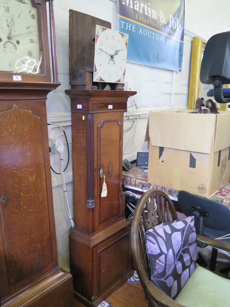 An early 19th century oak and mahogany crossbanded longcase clock, the painted square dial inscribed - Image 2 of 2