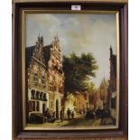 Jan Beekhout Street scene in Einkuizen oil on board Signed and inscribed on the reverse 48 x 39 cm