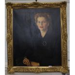 20th Century British School Half length portrait of Barbara Ellen Bassi (1911 - 1987) oil on