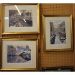 After Michael MacDonagh Wood Three views of Venetian bridges limited edition prints 26 x 35 cm (3)