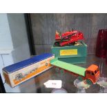 Dinky Toys: orange and green 503 Foden Flat Truck with Tailboard and red 561 Blaw Knox Bulldozer