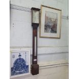 A Victorian carved oak stick barometer, inscribed E. Cetti, 36 Brooke St, Holborn, London, with