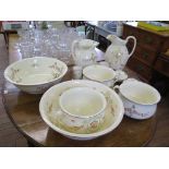 Two Fieldings Devon Ware washing table sets, one in Etna pattern, the other Gem, including wash