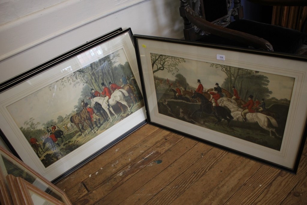 After John Frederick Herring Senior A set of four hunting prints colour lithographs 40 x 71 cm (4)