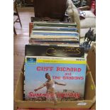 A collection of LP records, including Cliff Richard and The Shadows 'Summer Holiday', The