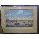 A View of Westminster Bridge from Lambeth coloured engraving printed for Robert Wilkinson, 58