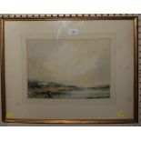 Late 19th century Scottish School Cloudy skies over a loch watercolour 24 x 33 cm