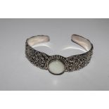 A silver and moonstone set bracelet