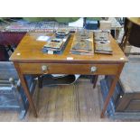 An early 19th century style side table, the rectangular top with reeded edge over a frieze drawer on