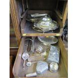 A large collection of silver plate to include muffin dish, boxes, baskets, etc