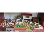 Britains plastic farm series figures, animals, poultry; and a wood farmyard