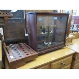 A set of laboratory balances, by Baird & Tatlock, No. 3938, case 47 cm wide and a cased set of