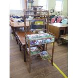 A late Victorian bamboo wash stand, with later fabric covering, the mirrored back over a frieze