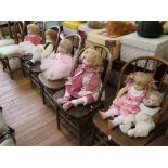 Six limited edition bisque dolls 35cm to 62cm (6)