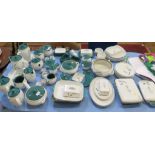 A Denby Stoneware Greenwheat pattern dinner service, including tureens, dishes, butter dishes, pots,