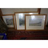 After Lionel Edwards Three hunting scenes lithographs signed in pencil, largest 33 x 49 cm and