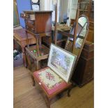 A reproduction mahogany occasional table with three drawers, 45 cm wide, a nest of three tables, a