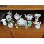 A Victorian Diamond Jubilee commemmorative teapot, a Booths Chelsea Birds pattern vase, and